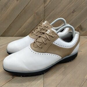 FootJoy eMerge Golf Shoes White & Brown Womens‎ Size 9 M Spiked Performance